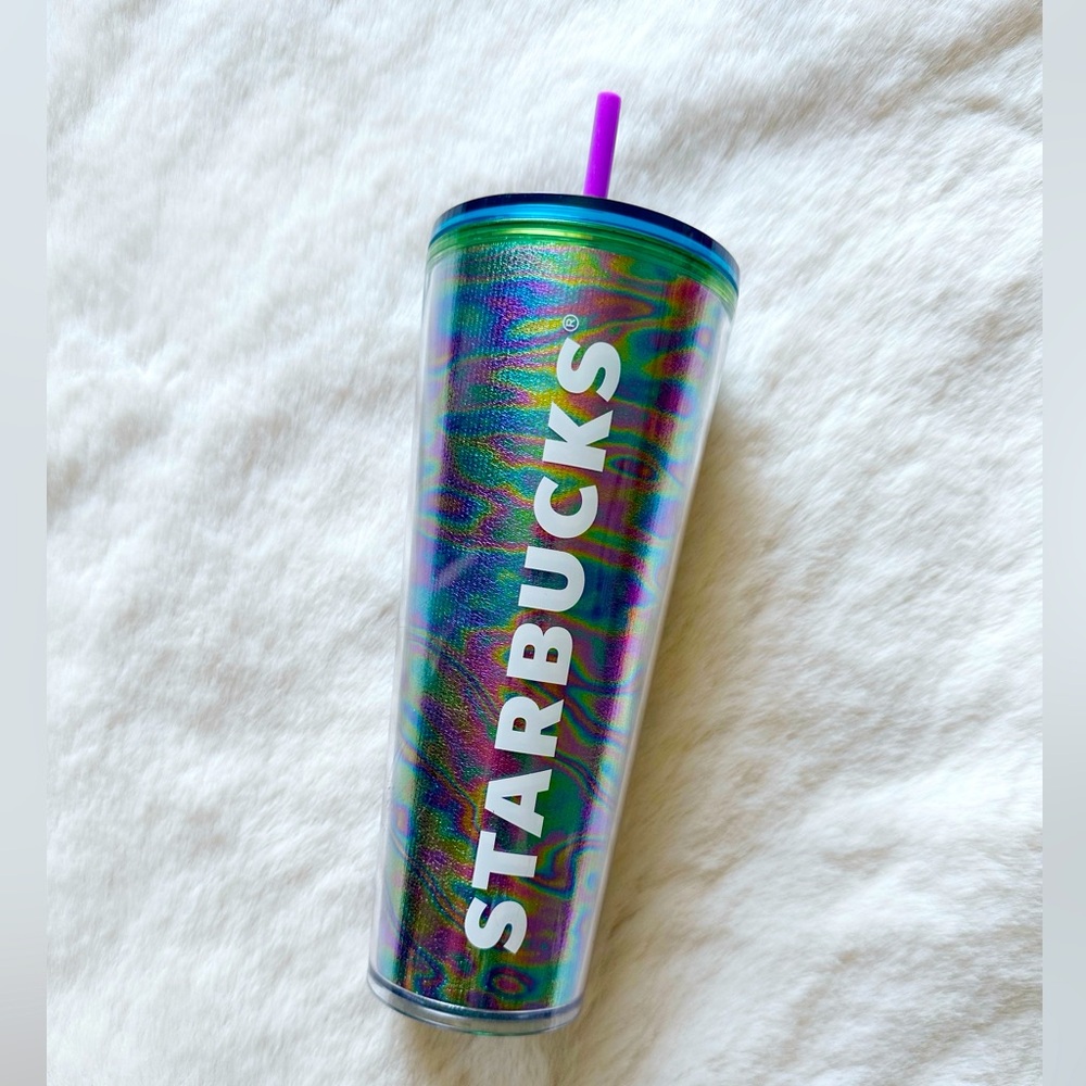 NWT Starbucks Holographic Rainbow Oil Slick Tumbler